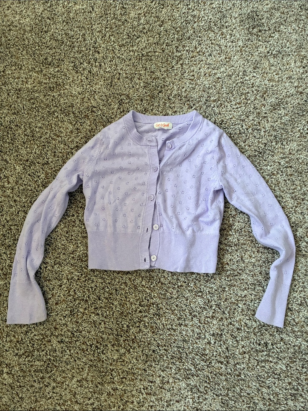 Cat & Jack Lilac Eyelet Cropped Cardigan